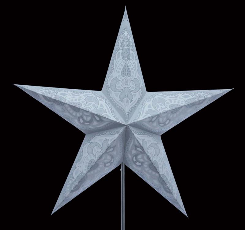 SUMITA grey /Silberglitter - Foldable glowing star, paper poinsettia with 5 points, 60 cm - Kopie